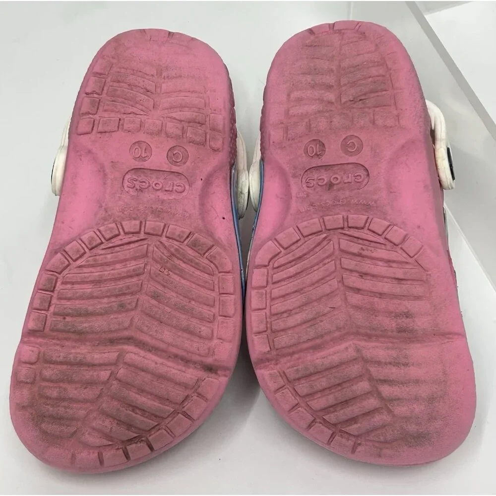 Disney princess Crocs Girls Size C10 Pink Classic Clogs Youth Ariel Rupunzel